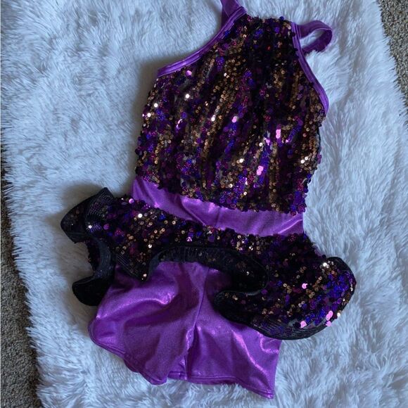 Weissman Purple Sequin Shorts Romper Dance Costume Size MC - Picture 1 of 8